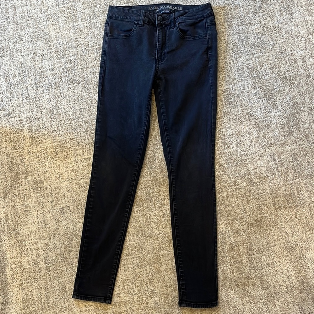 American Eagle Super Super Stretch High Rise Black Jegging Size 6